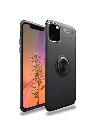 Apple iPhone Uyumlu  Uyumlu 11 Pro Max Kılıf Range Yüzüklü Silikon - Siyah