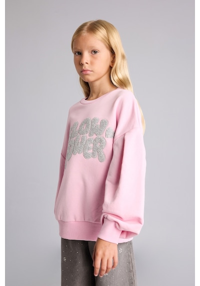 Defacto Regular Fıt Bisiklet Yaka Slogan Baskılı Sweatshirt Kız Çocuk I5291a826wnpn441 Pembe-pn441