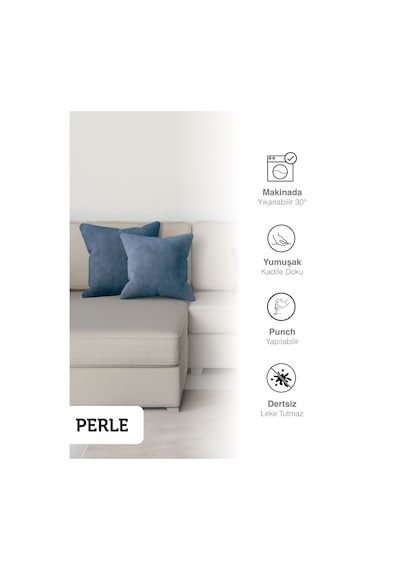 Br Perle Home Daily Series Derin Mavi Rengi Kırlent Yastık Kılıfı Derin Mavi