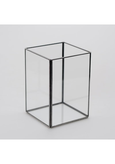 15x10x10cm Siyah Geometrik Teraryum Cam Fanus Vazo Mumluk Yapımı Dekoratif Çok Renkli