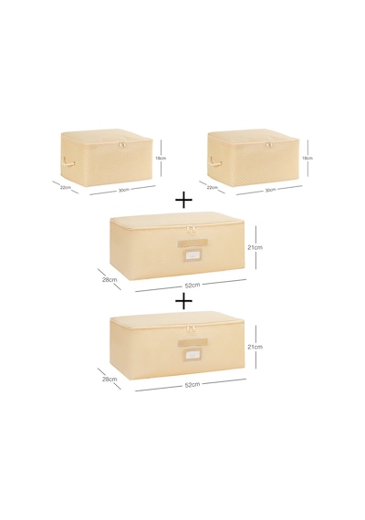 Ocean Home Textile 4'lü Bej Balıksırtı Hurç Set 2 Adet 30 x 22 x 18 / 2 Adet 52 x 28 x 21 cm