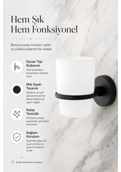 Alper Banyo Lotus Mat Siyah Eko Diş Fırçalık Plastik Tabak Ister Yapıştır Ister Montajla