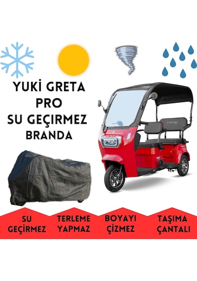 Yuki Greta Pro Kabinli 3 Tekerlekli Motor Brandası Su Geçirmez