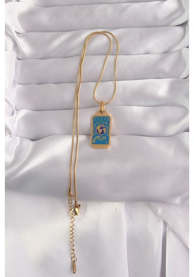 316l Çelik Renk Mavi Mineli El Figür Tarot Kolye Diğer