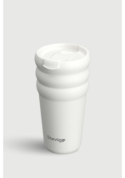 Stevig 3 Bubble Two-cap Straw Tumbler Çelik Termos 600 Ml White Stone St-249 Beyaz