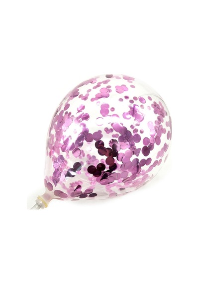 Pazarız Konfetili Balon Pullu Şeffaf Balon Seti 20 Adet Pembe