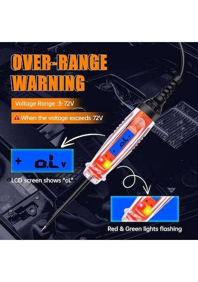 Otomotiv Test Işığı 3 60 V Dc Dijital Işık Test Cihazı Voltmetreli Ağır Hizmet Oto Devre Test Cihazı Lcd Arka Işık Ekranlı Ve Led Göstergeli