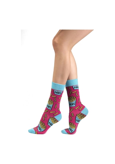 Ozzy Socks Fries Desenli Çorap Pembe Mavi