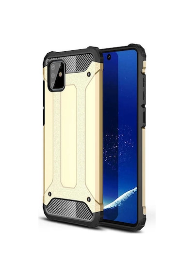 Ekılıf - Samsung Galaxy A81 Note 10 Lite Uyumlu Kılıf Çift Katman Zırh Tank Crash Military Kapak - Gold