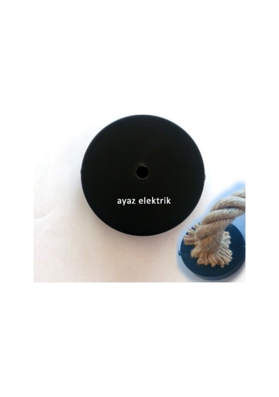 Avize, Abajur Için Yuvarlak Siyah Metal Rozans 12 Cm