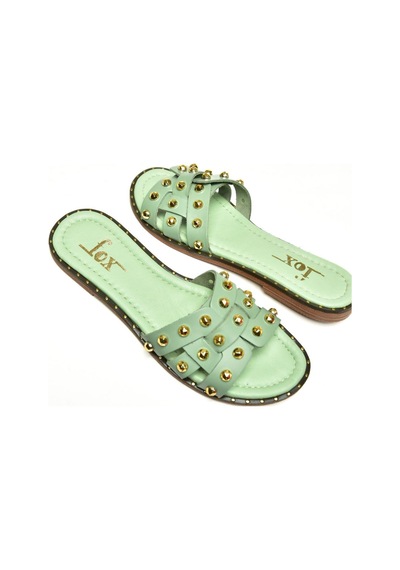 Fox Shoes U291100003 Yeşil Hakiki Deri Kadın Terlik Yeşil-hakiki Deri Çok Renkli