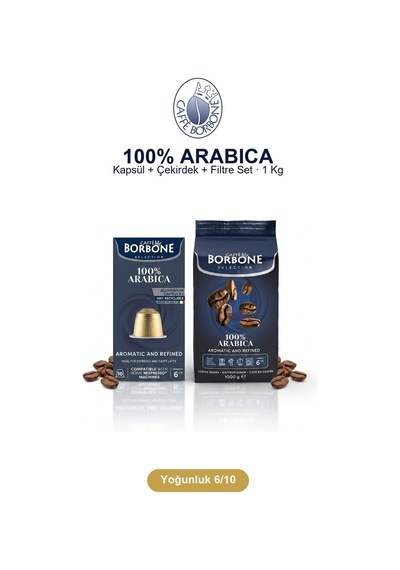 Caffe Borbone Arabica 1 Kg Kapsül Çekirdek Filtre Set - Nespresso Uyumlu, 3 Yöntem Tek Pakette Diğer