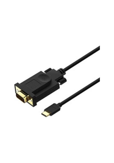 Lexroo Qg-ua17 Type-c To Vga Adaptörü Yüksek Çözünürlüklü Dönüştürücü Kablo 1080p 60hz 3 Metre - Siyah