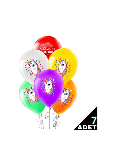 Balon Standlı. 7 Adet - Unicorn Rainbow Balon