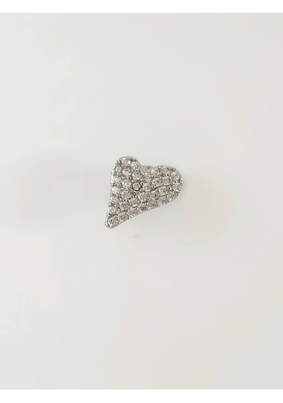 Eva Takı Store Kalp Zirkon Taşlı Model Kıkırdak Tragus Helix Piercing Gümüş Renk Küpe Gümüş