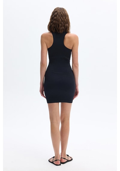 Subtone Ribli Racerback Elbise Siyah
