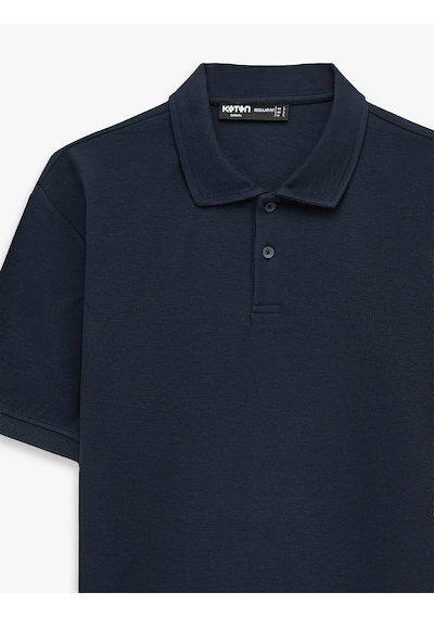Koton Pamuklu Regular Fit Kısa Kollu Düğmeli Polo Yaka Tişört Lacivert 6sam10290mk