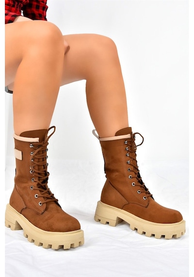Fox Shoes Taba Kalın Taban Bağcıklı Kadın Postal Bot L973916002