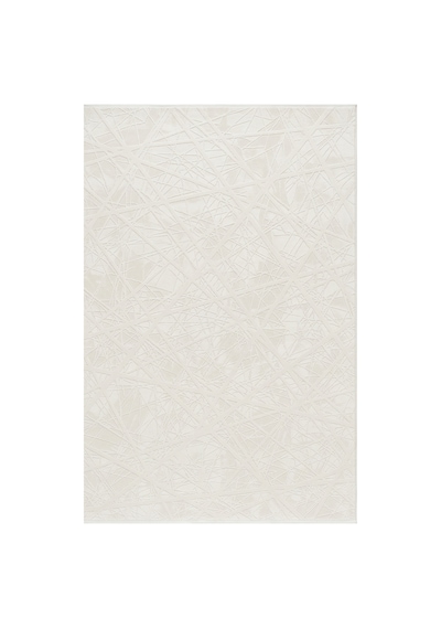 Merinos Vista %100 Akrilik Beyaz Kesme Halı Yolluk Antre Koridor Salon Halısı Geometrik Desenli 76590-60