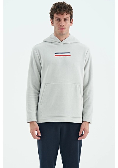 Tommy Life Erkek Kapşonlu Sweat Taş Art-88301 Taş