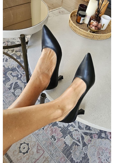 Ops 10 1899 Topukla Kadın Kadeh Topuklu Stiletto Siyah Deri