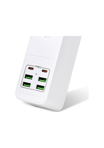Hepu Hp-h11 4x Usb 2x Type-c 3lü 2mt Kablolu 18w Akım Korumalı Grup Priz 13000w 2 m