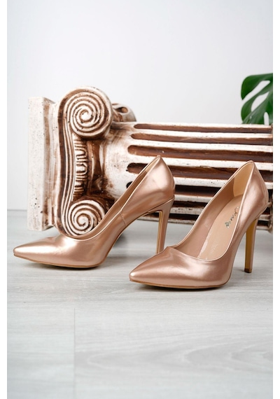 Stiletto Büyük Numara Bayan Ayakkabısı Bronz