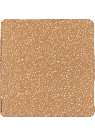 Boumini 85X85 Cm Pamuklu Çift Katlı Bebek Battaniyesi Bahar Çiçekli Hardal - Hardal