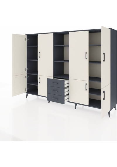 Hyperion Dolap 11 Raflı 3 Çekmeceli 8 Kapaklı 220x44x163 Antrasit Antrasit-aytaşı/antrasit Hyperion Dolap 11 Raflı 3 Çekmeceli 8 Kapaklı 220x44x163 Antrasit Antrasit-aytaşı/antrasit