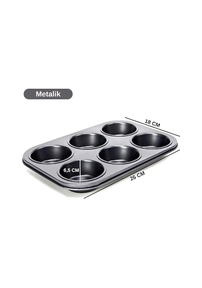 6lı Muffin Kek Kalıbı Metal Malzeme İle Dayanıklı Yapı Yanmaz Ve Yapışmaz Özellikli Klasik Yuvarlak Şekilli Fırın Kalıbı Evde Pratik Tatlı Ve Tuzlu Muffin Kekler Pişirmek İçin Fırına Dayanıklı Kek Kalıbı Diğer