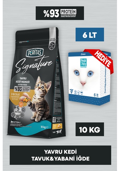 Peritas Signature Tavuklu Yavru Kedi Maması 10 Kg Fresh Paty Clinic 6 Lt Kum Hediyeli