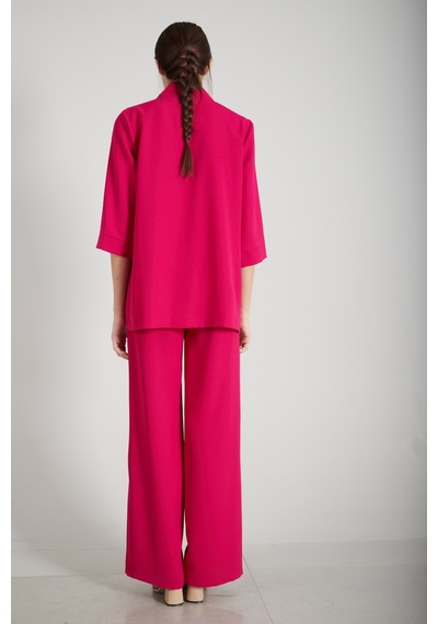Feminist Fuşya Kimono Pantolon İkili Krep Takım 0106314.12 Fuşya