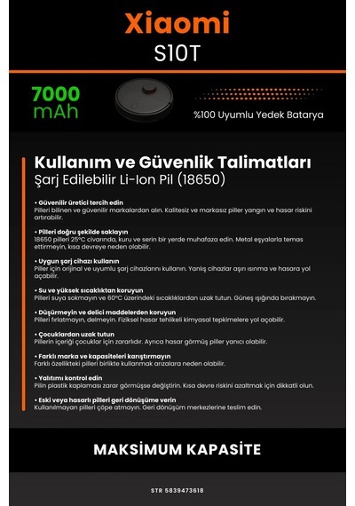 Xiaomi Mi Robot S10T 7000mAh Robot Süpürge  Bataryası