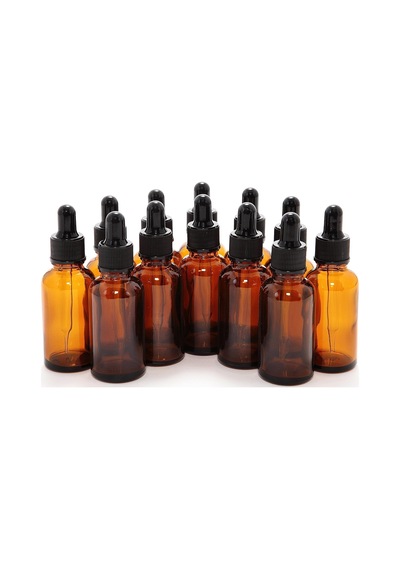 1 Oz Amber Cam Şişeler, Cam Damlalıklı - 12 Pk