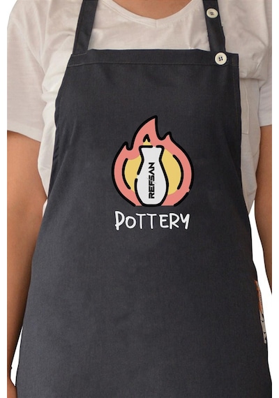 Renkli Stylish Atölye Önlüğü - Pottery Fire