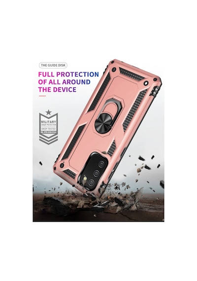 Samsung Uyumlu Galaxy A02s Kılıf Sofya Yüzüklü Silikon Kapak Gül