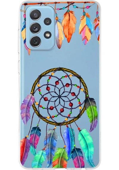 Samsung Galaxy A72 İle Uyumlu 1mm Slim Fit Nazar Boncuğu 6 Baskılı Şeffaf Kılıf Şeffaf