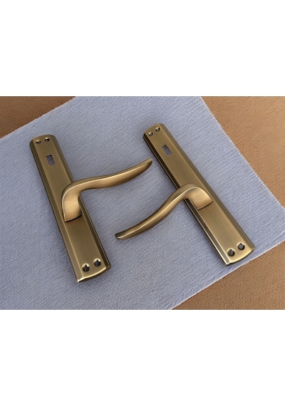 Trim Mat Antik Sarı Aynalı Oda Kapı Kolu 1 Takım Şık Ve Dayanıklı