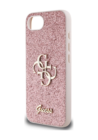 Apple iPhone 16e Uyumlu Kılıf Guess Lisanslı 4g Büyük Metal Logolu Glitter Kapak Pembe