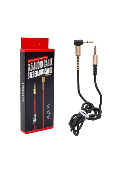 1 Metre 3.5mm Erkek-erkek 1. Kalite Kutulu L Uçlu Stereo Aux Kablo