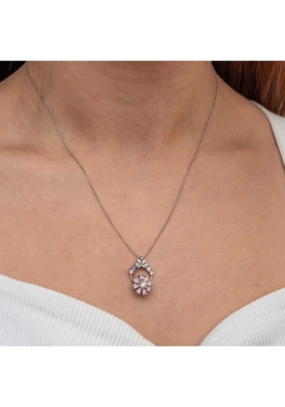 Casera's Gümüş Pembe Dönen Çiçek Kadın Kolye Csr2181345 Gümüş