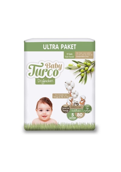 Baby Turco Doğadan Bebek Bezi 5 Numara Junior Ultra 80 Adet