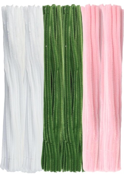 3'lü Şönil Set Pastel Pembe 50 , Beyaz 25 , Ordu Yeşili 25 Şönil ,çiçek Yapımına Uygun Tüylü T