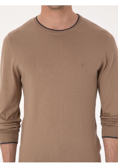 Cacharel Camel Slim Fit Kazak Kahverengi