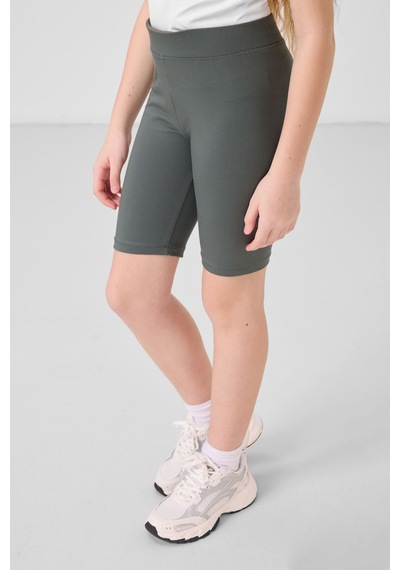 Tommylife Haki Pamuklu Kısa Paça Standart Fit Basic Kız Çocuk Tayt - 75188 Haki