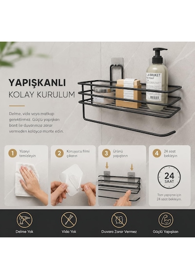 Yapışkanlı Raflı Havlu Askısı,baharatlık Askısı,kağıt Havlu Askılı Duvar Tipi Baharatlık Ve Şam
