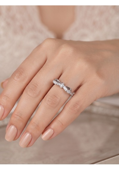Bayan Swarovski Taş Detay Parmak Aksesuarı Gümüş Yüzük