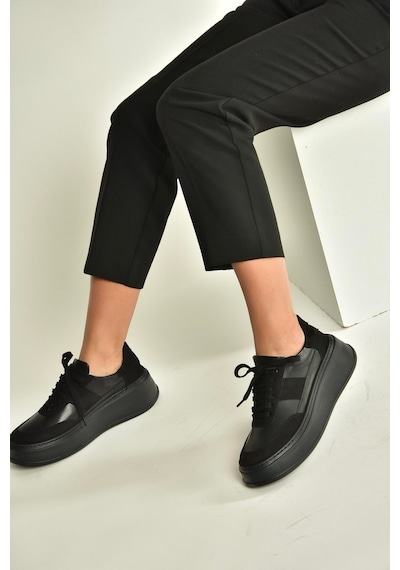 Fox Shoes V274949109 Siyah Kalın Tabanlı Spor Ayakkabı Sneakers Siyah
