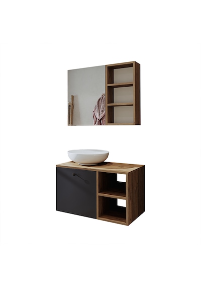Lotus Lavabolu Mdf 75 Cm Banyo Dolabı + Aynalı Dolap Atlantik Çam - Antrasit Lotus Lavabolu Mdf 75 Cm Banyo Dolabı + Aynalı Dolap Atlantik Çam - Antrasit