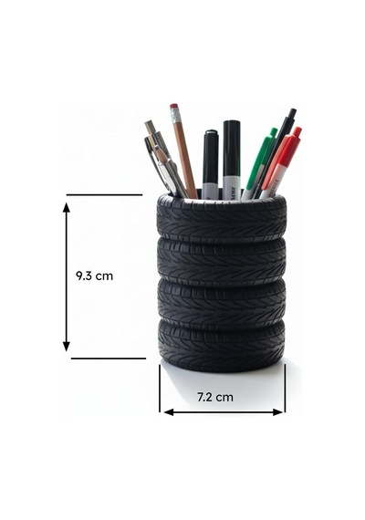 Lastik Kalem Tutucu, Kalemlik, Tire Shape Pen Holder, Şık Masa Üstü Pratik Organizer